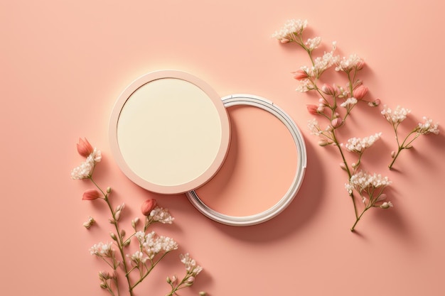 Podium rond blanc piédestal produit de beauté cosmétique presse Illustration AI Generative