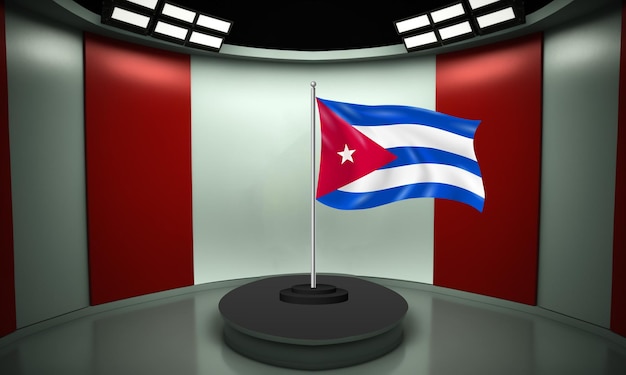 Un podium rond avec un drapeau de cuba au centre.