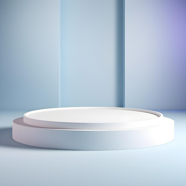 Podium rond éclairé par la lumière au néon rendu 3D Arrière-plan de la scène AI Illustration générative Po