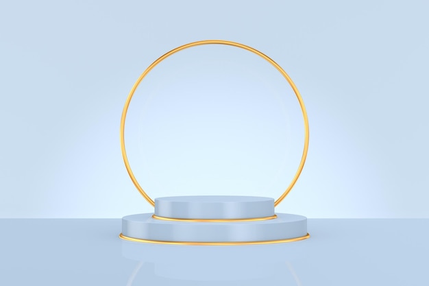 Podium rond sur fond bleu illustration 3D