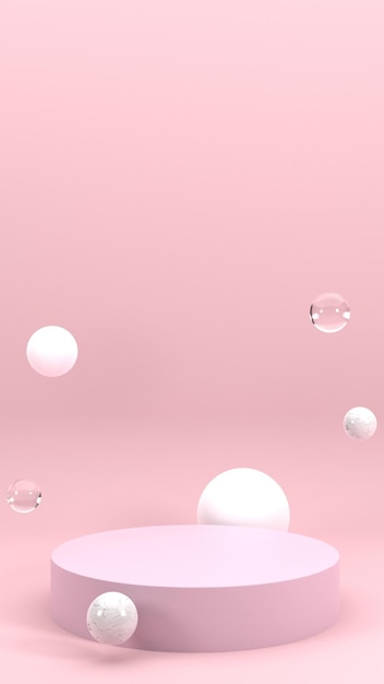 Podium rose géométrique 3d pour le placement de produit avec espace vide