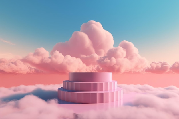 Podium rose nuages ciel Générer Ai