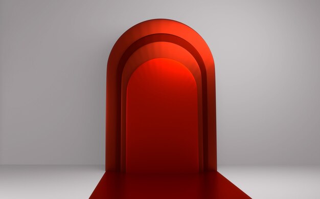 Podium rouge, design géométrique rouge minimal Rendu 3D