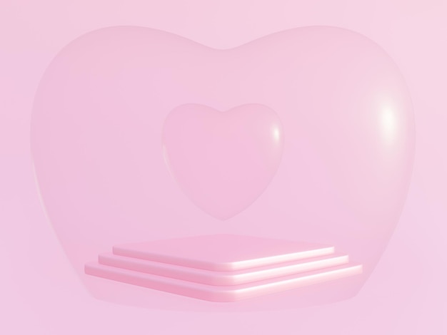 Podium Saint-Valentin rose 3D