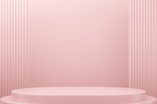 Photo podium de scène de design d'intérieur de scène minimale de pastel de couleur rose pour la présentation ouverte de produit