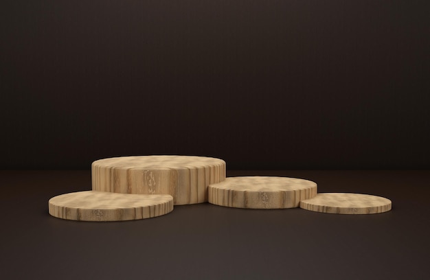 Podium de scène multiple en bois 3D Product Show avec fond noir