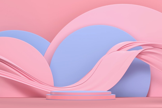 Podium de scène pastel rose abstrait, rendu 3d