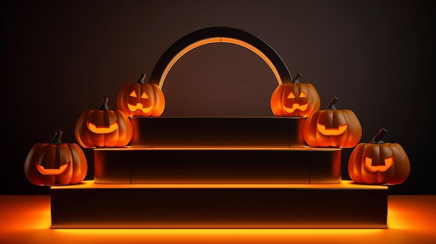 Podium sombre pour la promotion des ventes d'Halloween ou le produit Plate-forme de podium 3D avec scène minimale d'Halloween