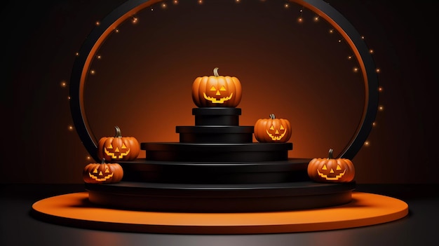 Podium sombre pour la promotion des ventes d'Halloween ou le produit Plate-forme de podium 3D avec scène minimale d'Halloween