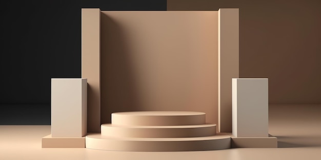 Podium à thème beige 3D réaliste pour l'affichage des produits