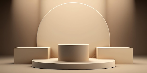 Podium à thème beige 3D réaliste pour l'affichage des produits