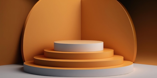 Podium de thème orange 3D réaliste pour l'affichage du produit