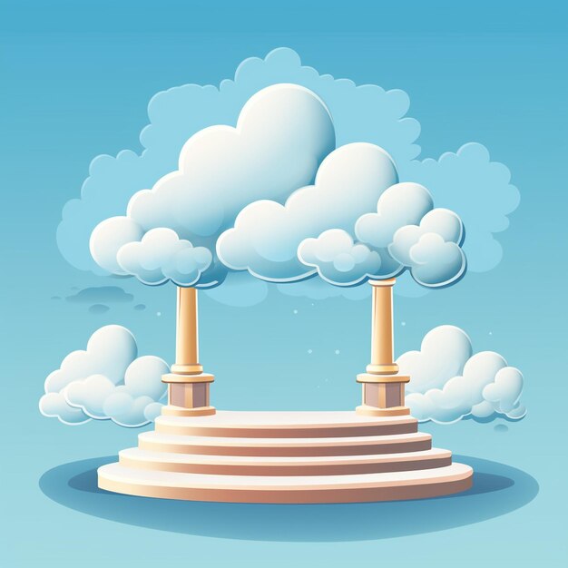 Podium vectoriel gratuit avec nuages