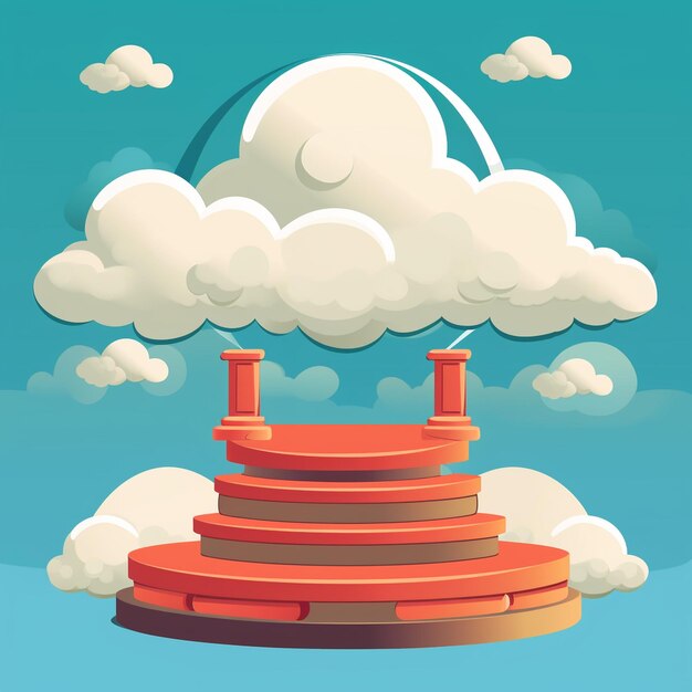 Photo podium vectoriel gratuit avec nuages