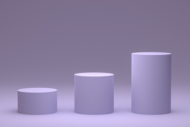 Podium violet minimal ou rendu 3d du support de produit pour la présentation de produits cosmétiques