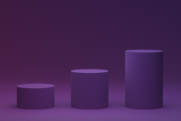 Podium violet minimal ou rendu 3d du support de produit pour la présentation de produits cosmétiques