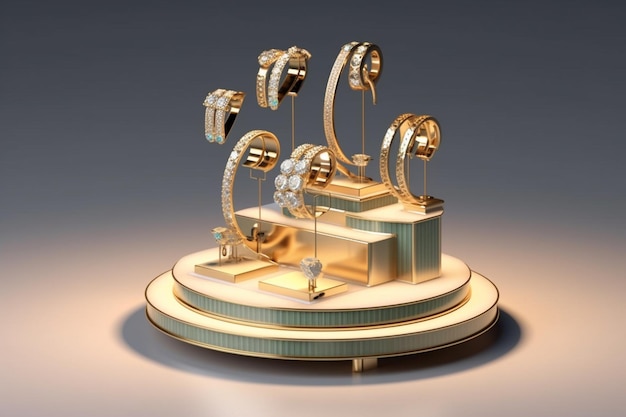 Podium de vitrine de bijoux 3D réaliste