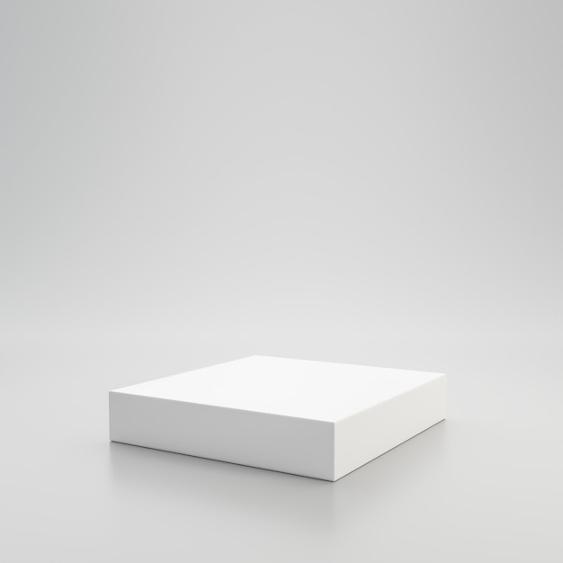 Podium de vitrine blanche ou affichage du produit sur fond blanc avec concept de socle. Toile de fond debout étagère de produit vide. Rendu 3D.