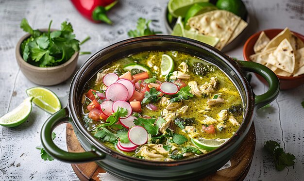 Poêle au chili vert avec garniture