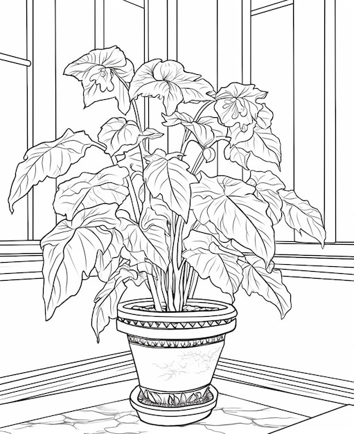 Un poète de fleurs coloriage dessin au trait pour les enfants