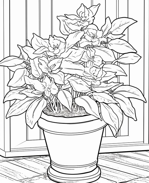 Un poète de fleurs coloriage dessin au trait pour les enfants