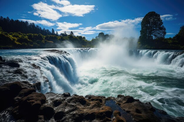 Photo pohutu geyser erup rotorua nouvelle-zélande ia générative