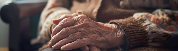 Photo le poids du temps les mains âgées se reposent