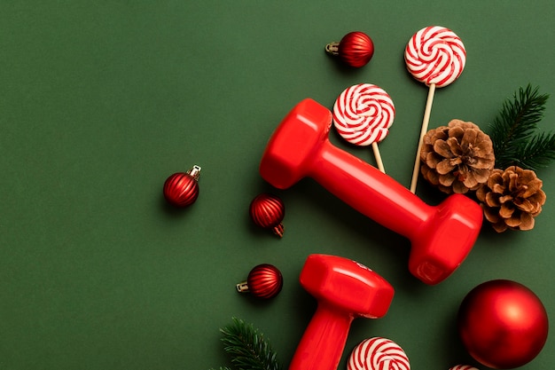 Photo poids de fitness de noël pour cadeau d'entraînement