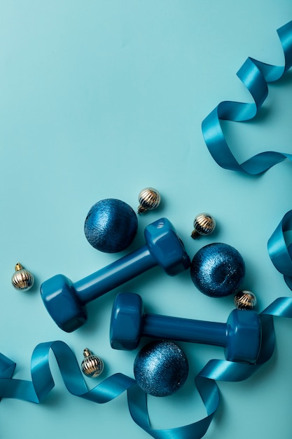 Photo poids de fitness de noël pour cadeau d'entraînement