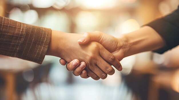 Poignée de main en gros plan avec l'accent sur les mains serrées