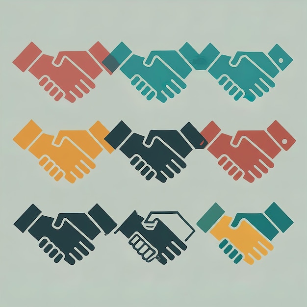 la poignée de main et l'icône d'entreprise définissent le concept d'affaires et de coopération