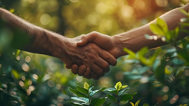 La poignée de main symbolique Un engagement à préserver le concept de la Terre Durabilité environnementale Action climatique Protection de la nature Soutenir la conservation Promouvoir les initiatives vertes