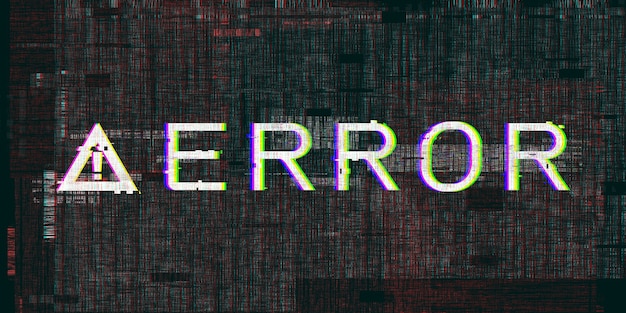 Point d'exclamation Effet glitch Système défectueux Symbole de danger informatique Erreur de pixel numérique Cyberpunk