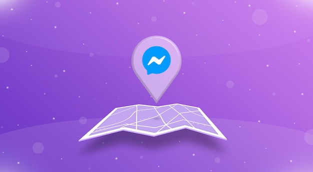 Point Gps De Localisation Avec Logo Messenger Au-dessus De La Carte Ouverte 3d