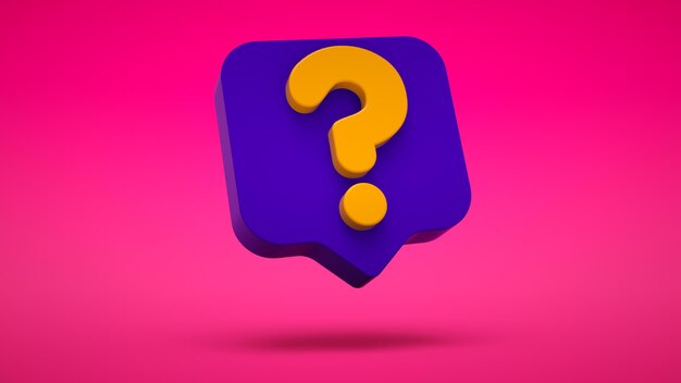 Point d'interrogation 3D réaliste sur la bulle de dialogue Avoir une question FAQ et signe de question QA