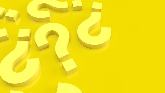 Le point d'interrogation jaune pour le rendu 3D d'arrière-plan abstrait