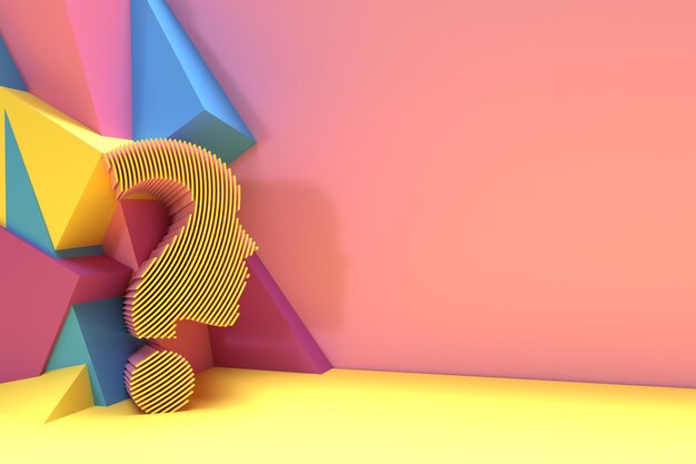 Point d'interrogation de rendu 3D avec l'élément de conception d'illustration d'icône humaine.