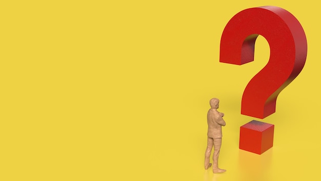 Le point d'interrogation rouge sur le fond jaune Rendering 3D