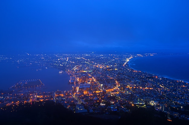 Point de repère de la baie de Hakodate de la montagne de Hokkaido, Japon.