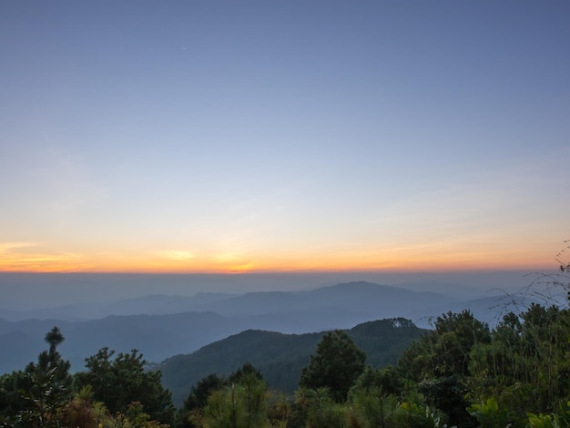 Point de vue du coucher du soleil en Thaïlande