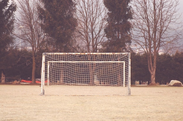 Photo pointe de but sur le terrain de jeu contre les arbres