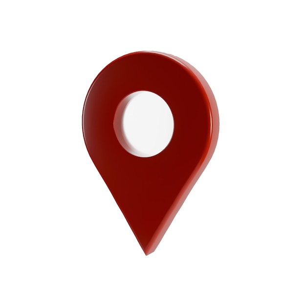 Pointeur 3D rouge pour le marqueur de localisation sur la carte Pointeur Gps marqueur 3D rendu Isolé