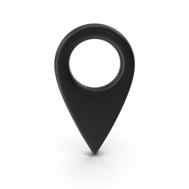 Pointeur de carte 3D noir Icon de carte de localisation Texture noire Pin de localisation ou de navigation Web noir
