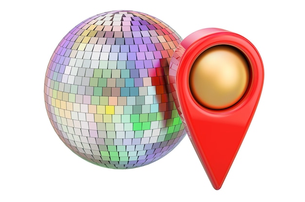 Pointeur de carte avec rendu 3D boule disco