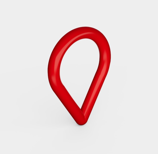 Pointeur de carte rouge Broche 3d Symbole de localisation fait avec un tuyau rond rouge Illustration 3D