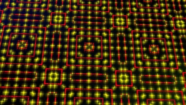 Points brillants rouges et jaunes animés et formes d'étoiles