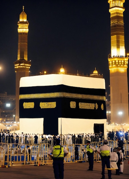 des points de contrôle de la police autour de la Kaaba à La Mecque