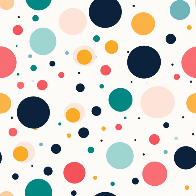 Des points polka multicolores joyeux sur une base légère avec un motif sans couture