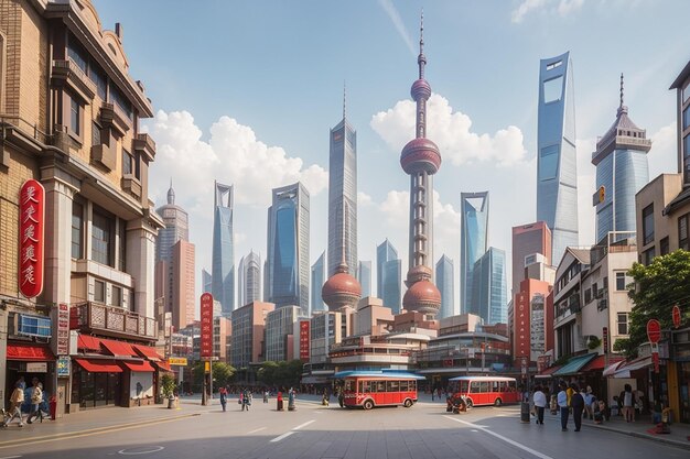 Les points de repère du fond de la construction de Shanghai