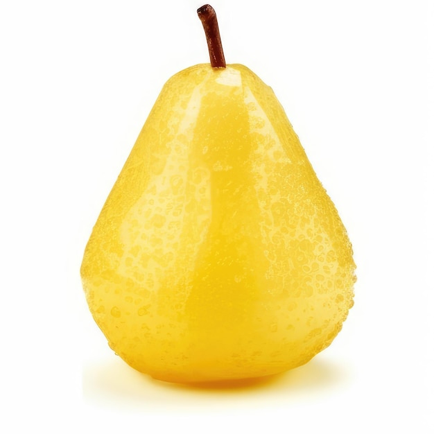 Une poire jaune est représentée sur un fond blanc.